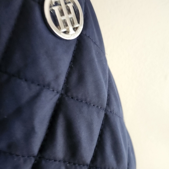 Tommy hilfiger Navy Quilted Women's Knee Length Parka Hooded - Picture 3 of 6